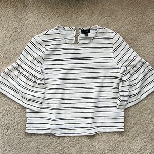 Who What Wear Black & White Stripe Crop Top - XS